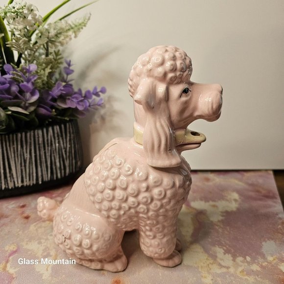 SOLD - Victoria Ceramics Vintage 1950s Glazed Pink French Poodle Coin Money Bank - Picture 4 of 10